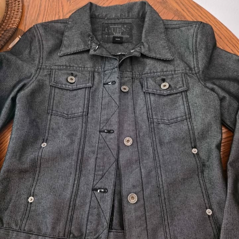 GUESS Dark Gray Denim Jacket for Women